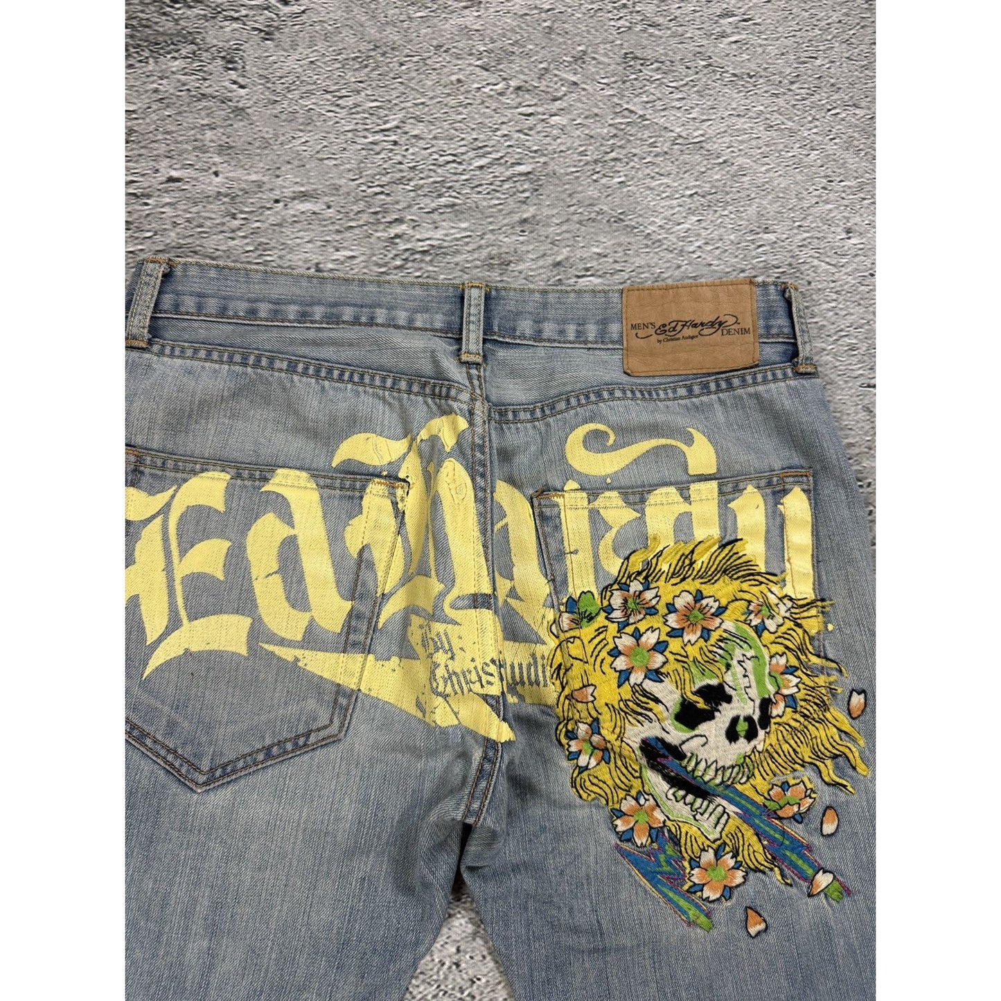 Ed Hardy Christian Audigier vintage jeans big logo pants