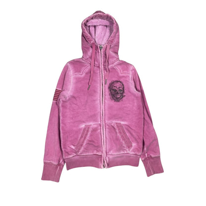 True Religion pink zip hoodie big logo vintage skulls Y2K