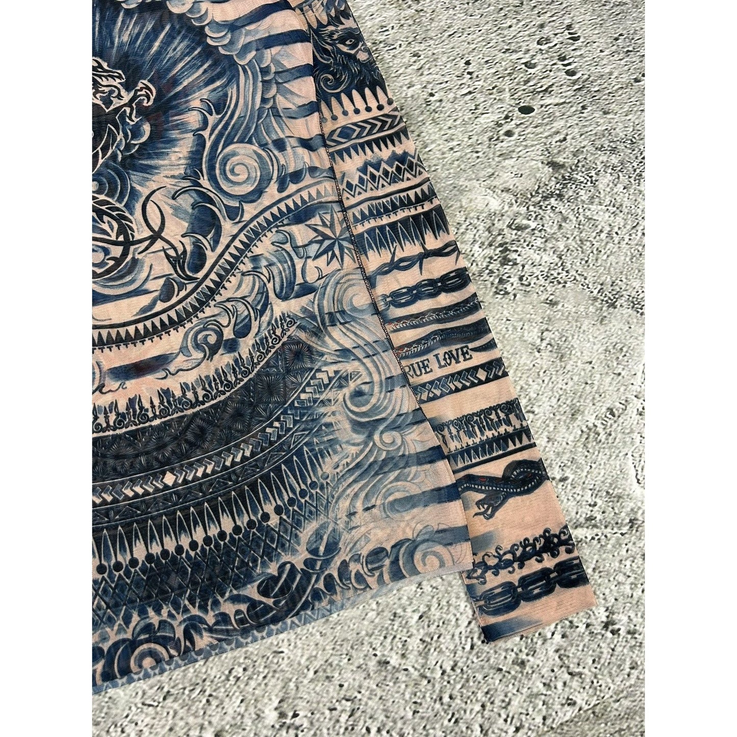 Jean Paul Gaultier Lindex Tattoo Mesh Top longsleeve blouse