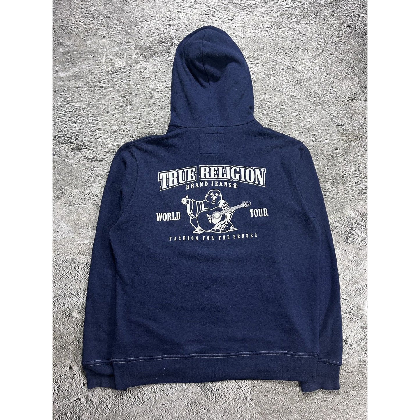 True Religion vintage Navy zip hoodie big logo Y2K