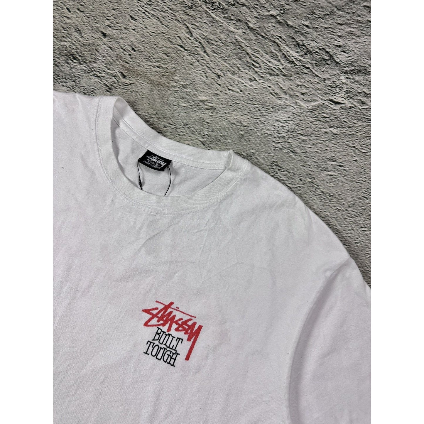 Stussy Built Tough teddy Bear t-shirt white red vintage