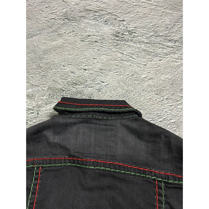 True Religion denim jacket trucker black green red