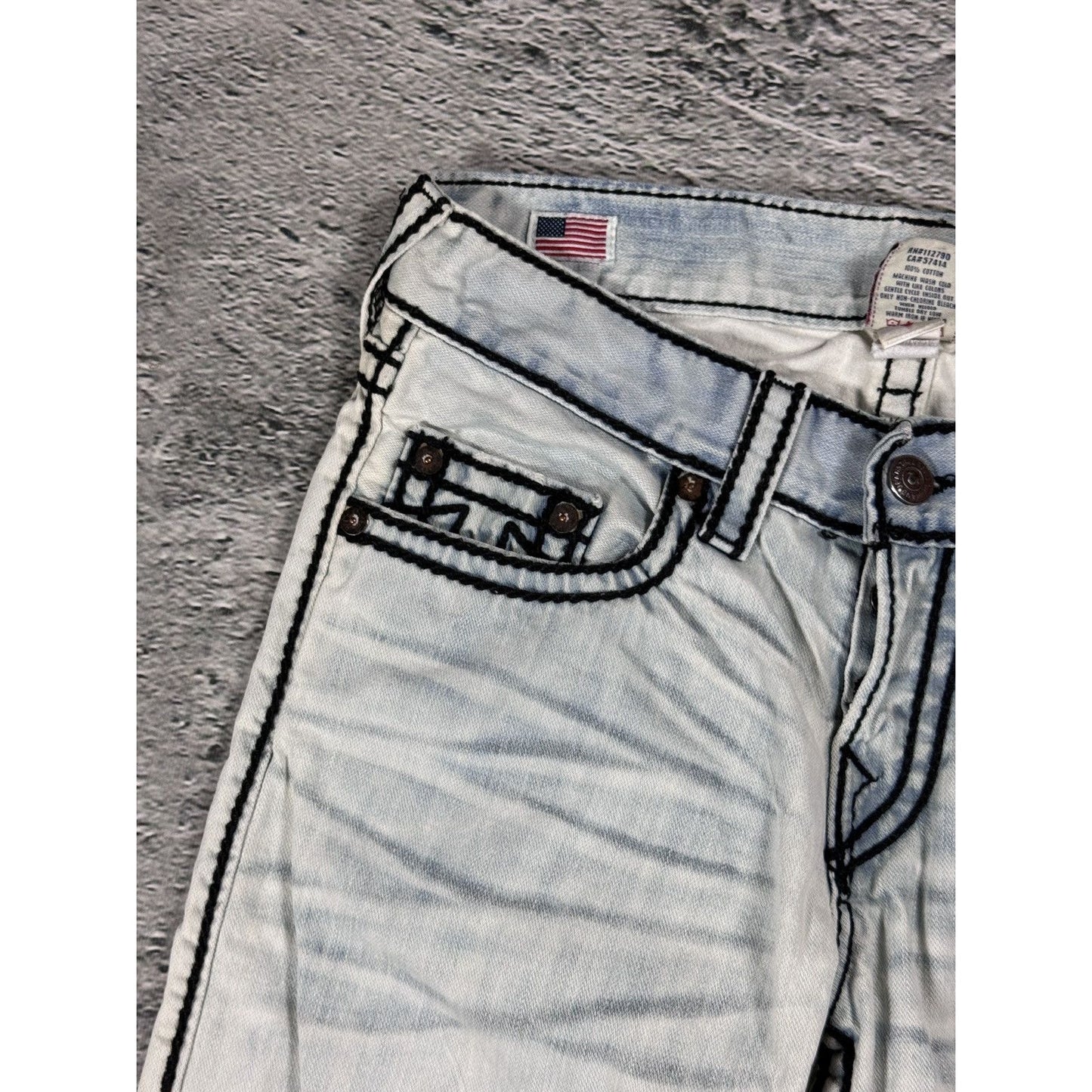 True Religion jeans vintage denim dyed faded washed black