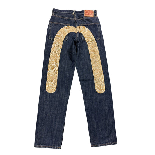Evisu jeans daicock gold big logo embroidery selvedge denim