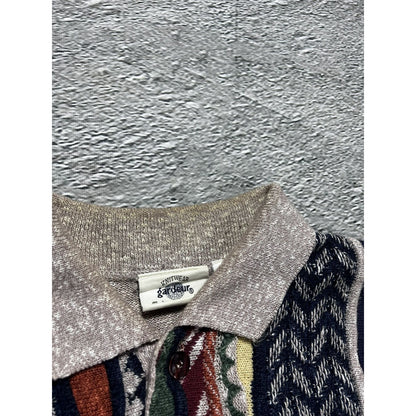 Gardeur vintage sweater Coogi style cable knit multicolor
