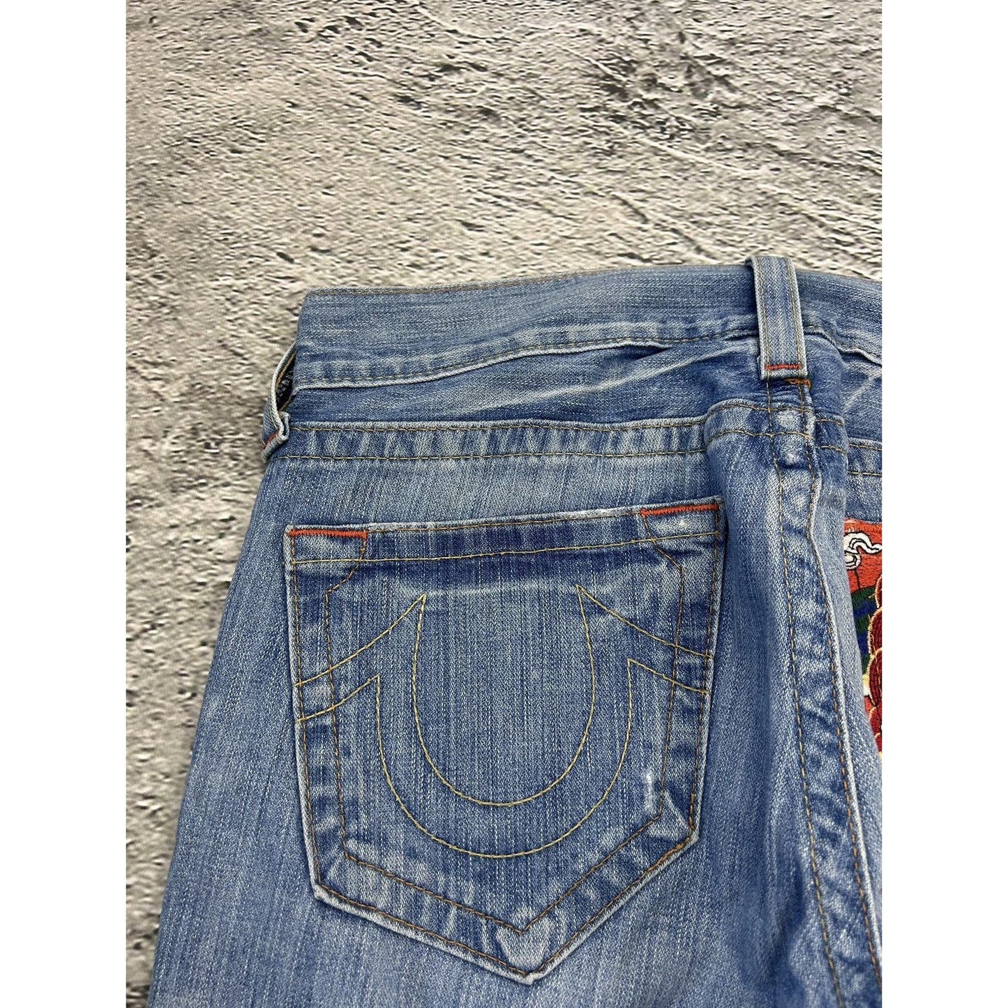 True Religion blue jeans Y2K embroidery