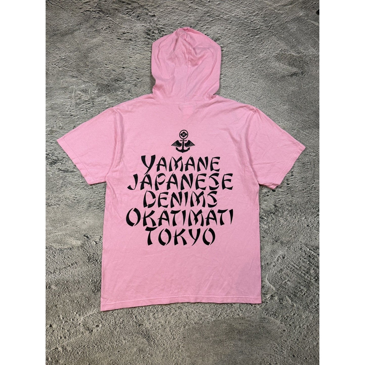 Evisu Yamane vintage pink hooded T-shirt big logo honoo