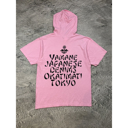 Evisu Yamane vintage pink hooded T-shirt big logo honoo