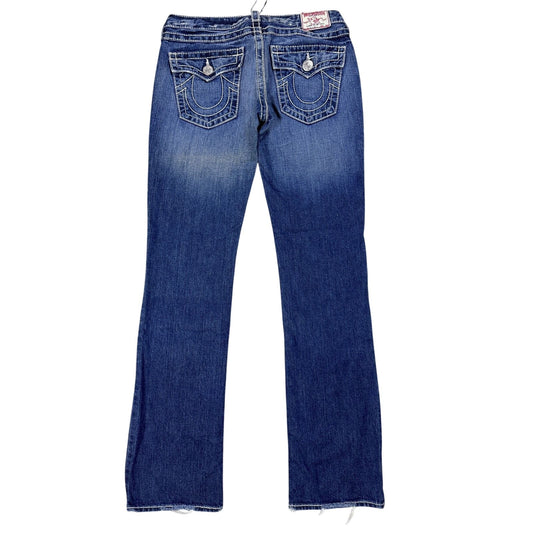 True Religion blue jeans white thick stitching Billy
