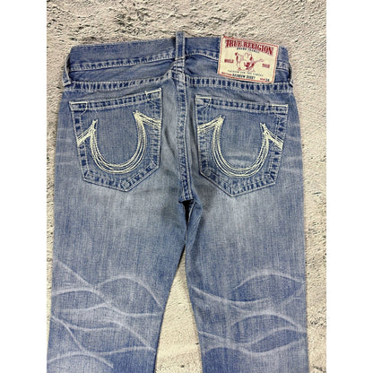 True Religion jeans Rainbow Bobby baby blue white stitch
