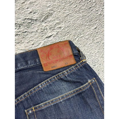 Evisu jeans vintage embroidery seagull logo selvedge red