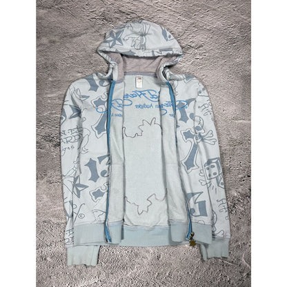 Ed Hardy zip hoodie baby blue vintage Y2K Christian Audigier