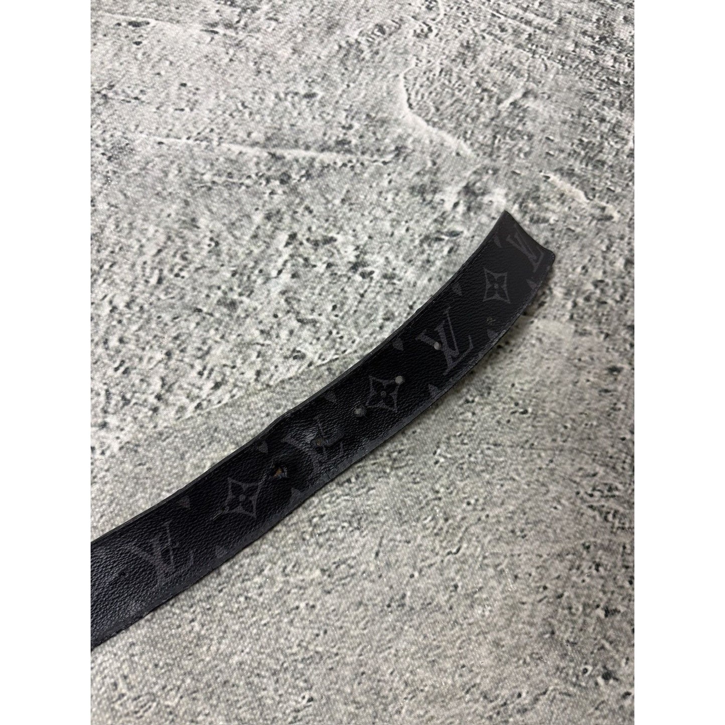 Louis Vuitton belt silver big buckle black LV monogram