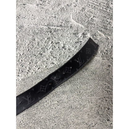 Louis Vuitton belt silver big buckle black LV monogram