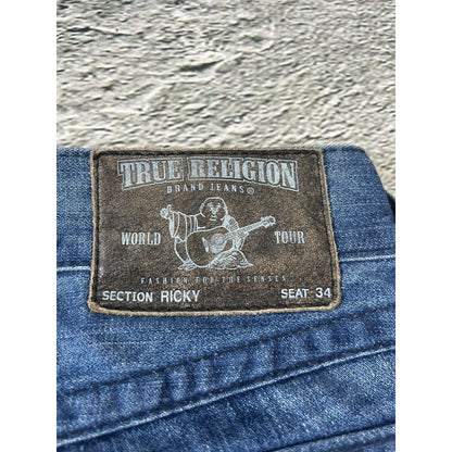 True Religion vintage blue jeans Ricky black big logo Y2K