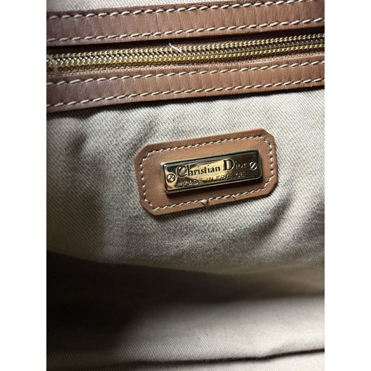 Christian Dior Duffle Bag 80s beige brown honeycomb