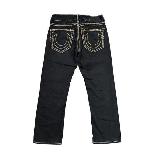 True Religion vintage black jeans denim thick stitching Y2K