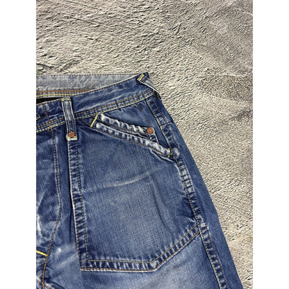 Evisu EU ED jeans vintage denim pants cargo navy blue Y2K