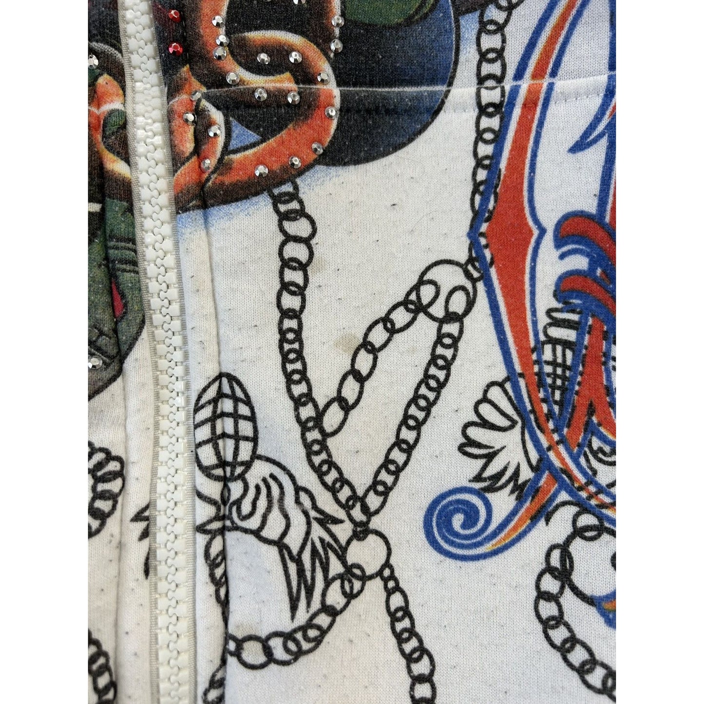 Really Point Y2K vintage zip hoodie white fur Ed Hardy