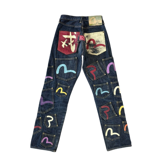 Evisu multipocket jeans multicolor vintage selvedge denim