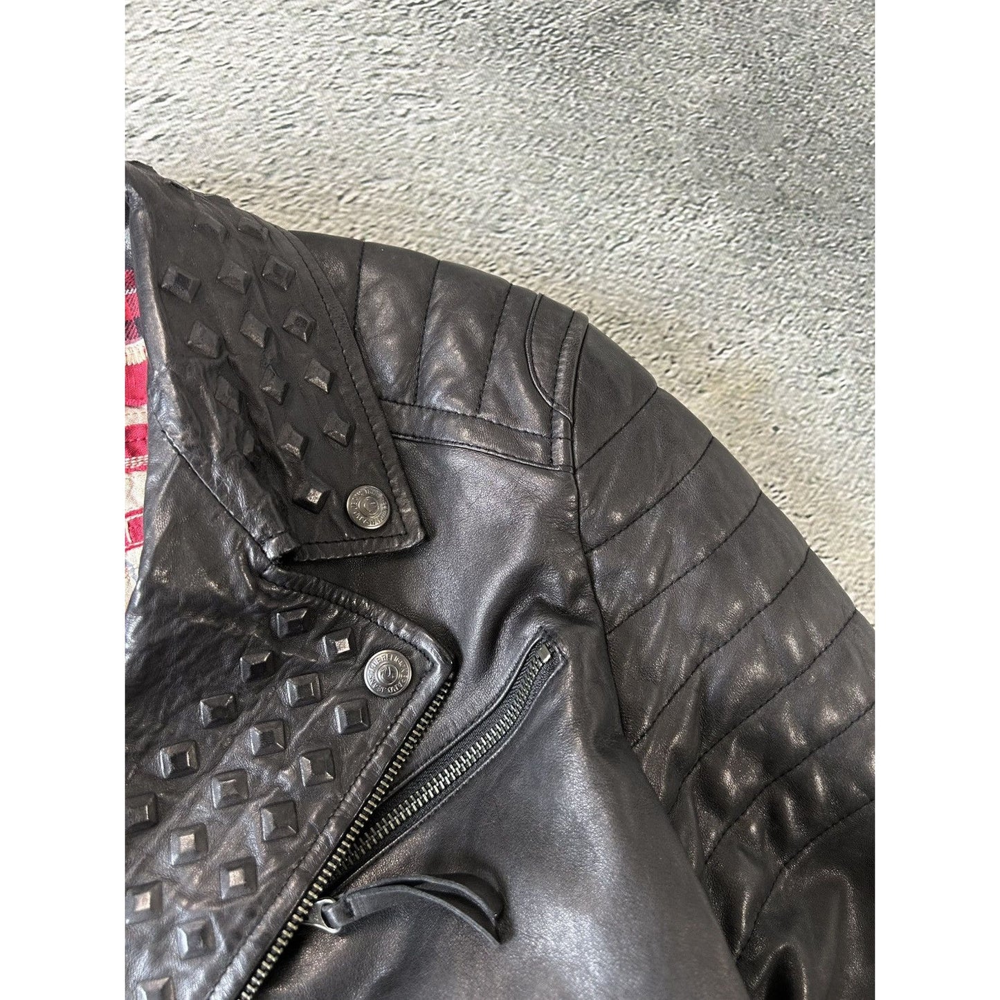 True Religion leather jacket black Y2K Avant Garde
