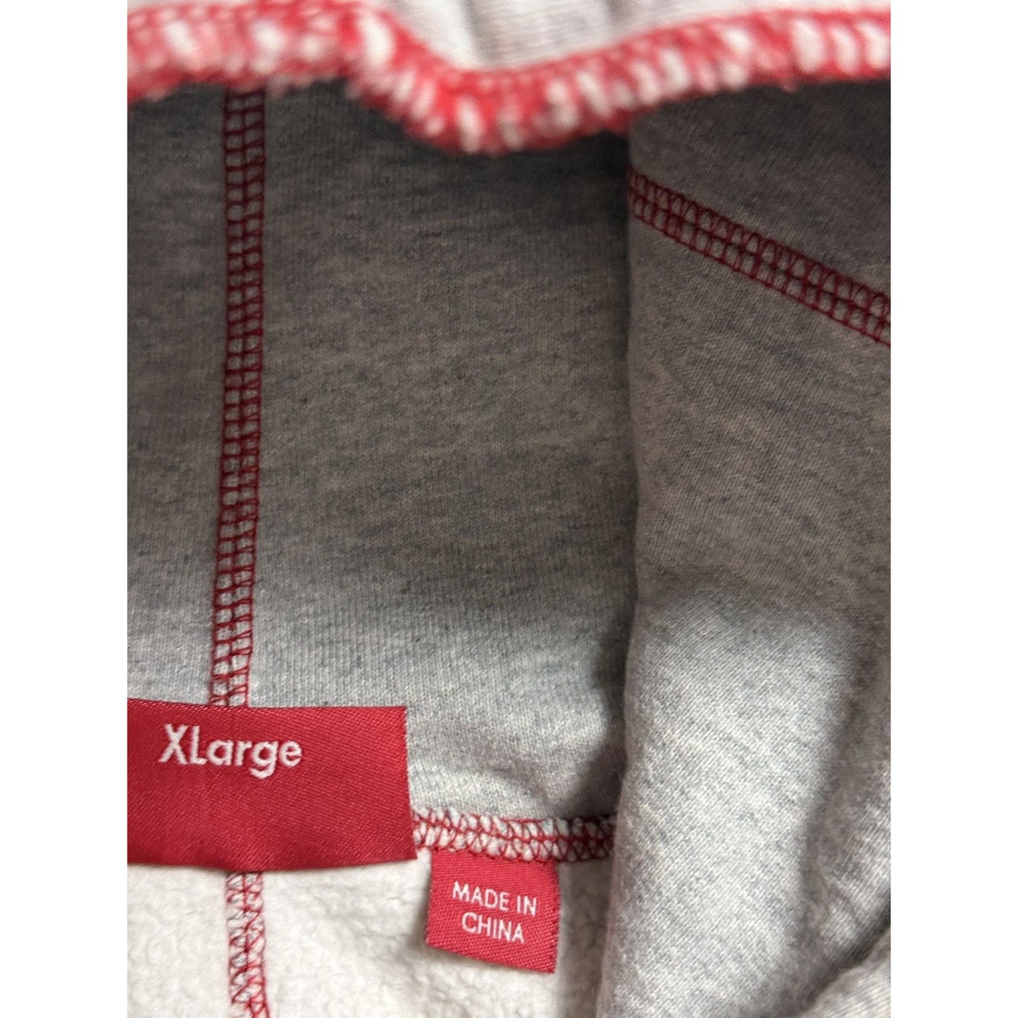 Supreme Coverstitch Logo Gray Red hoodie