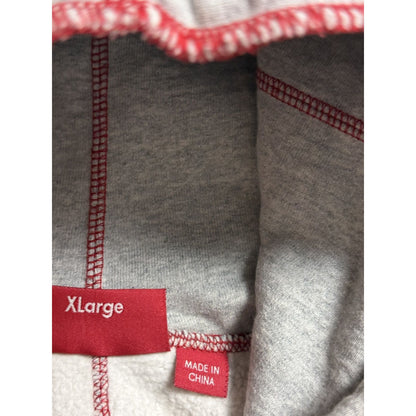 Supreme Coverstitch Logo Gray Red hoodie