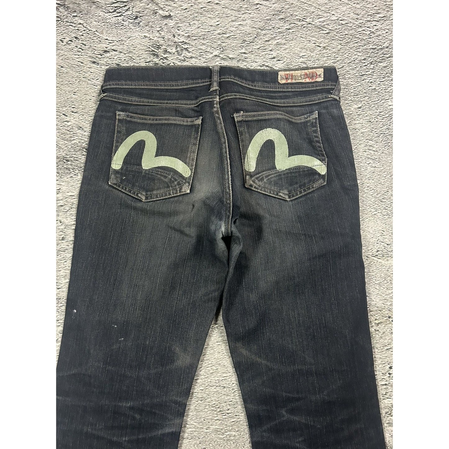 Evisu x Puma jeans vintage grey bootcut mint seagulls
