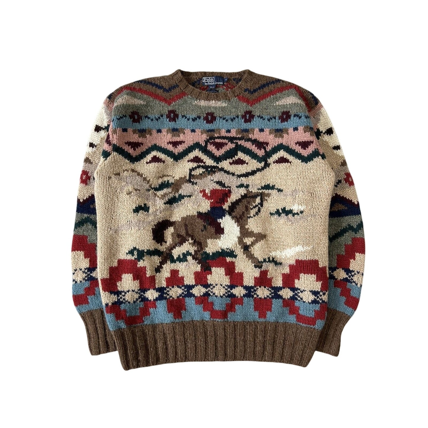 Polo Ralph Lauren Cowboy sweater hand knit 80s rare archival