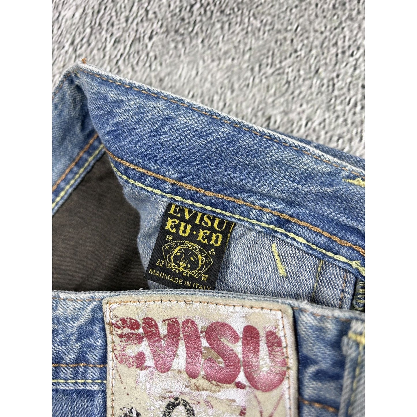 Evisu EU ED jeans vintage denim pants cargo baby blue Y2K