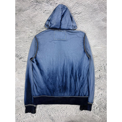 True Religion vintage Washed Navy blue zip hoodie stitching