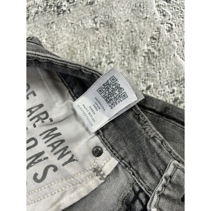 True Religion jeans grey black stitching Ricky Y2K