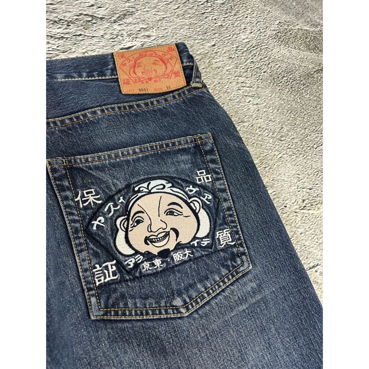 Evisu jeans vintage embroidery face seagull logo selvedge