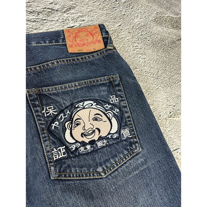 Evisu jeans vintage embroidery face seagull logo selvedge