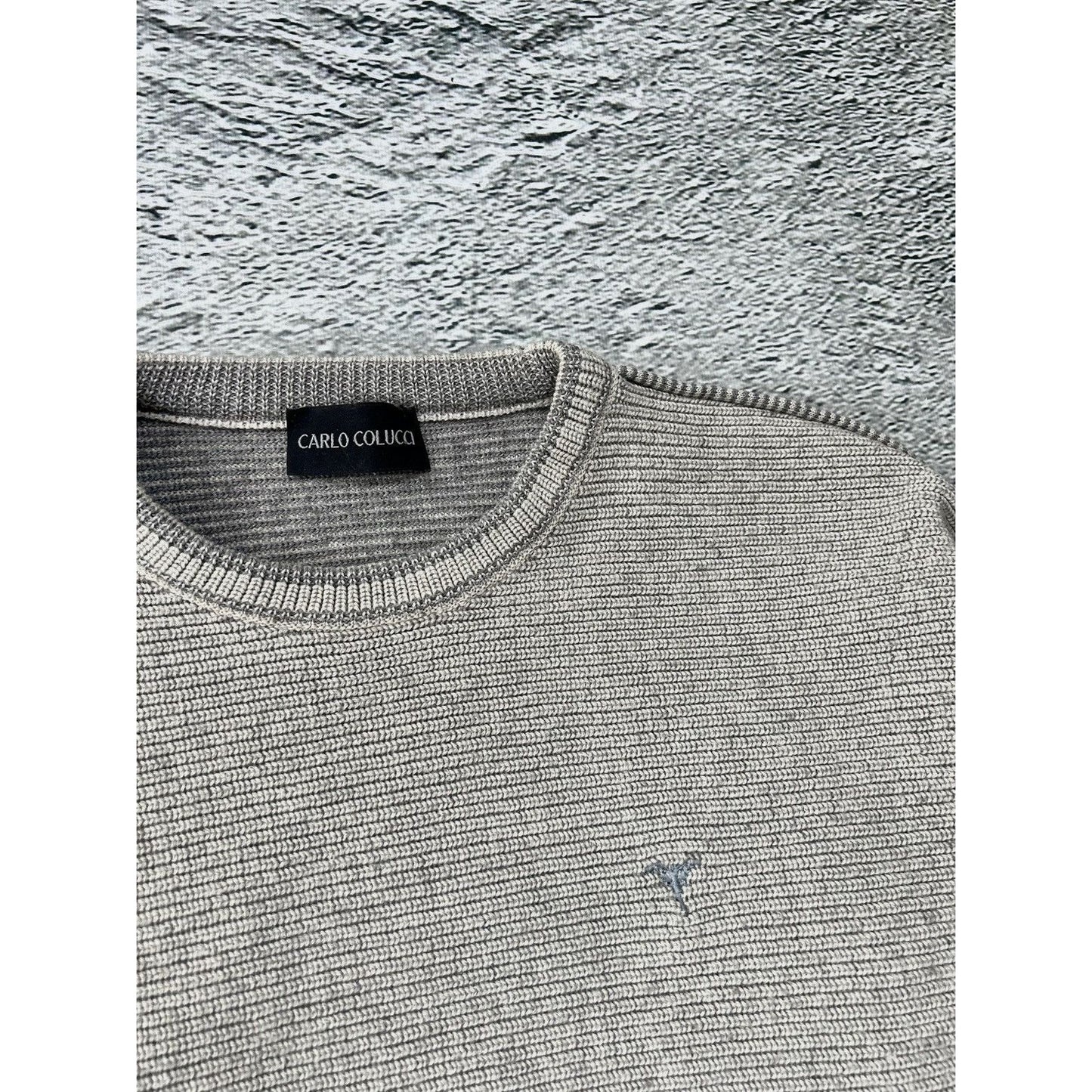 Carlo Colucci sweater Coogi style vintage beige knit