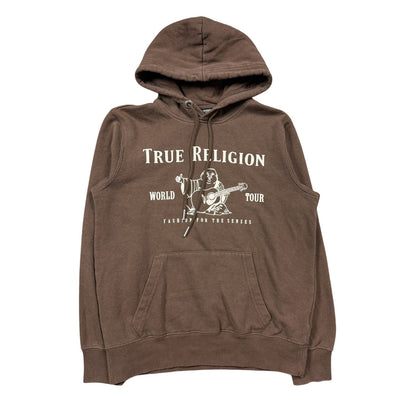 True Religion hoodie brown big logo white horseshoe vintage