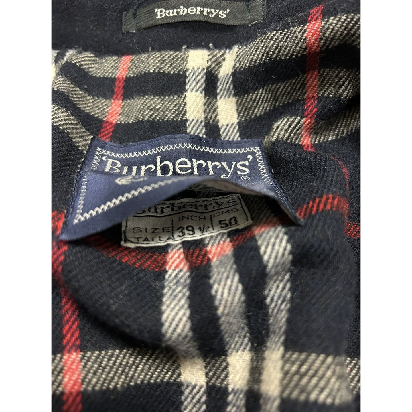 Burberrys coat navy vintage nova check Burberry wool