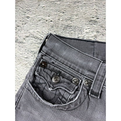 True Religion studded jeans grey black stitching Y2K