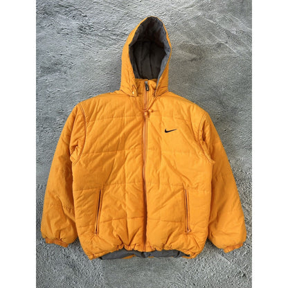 Nike vintage puffer jacket big logo 90s orange