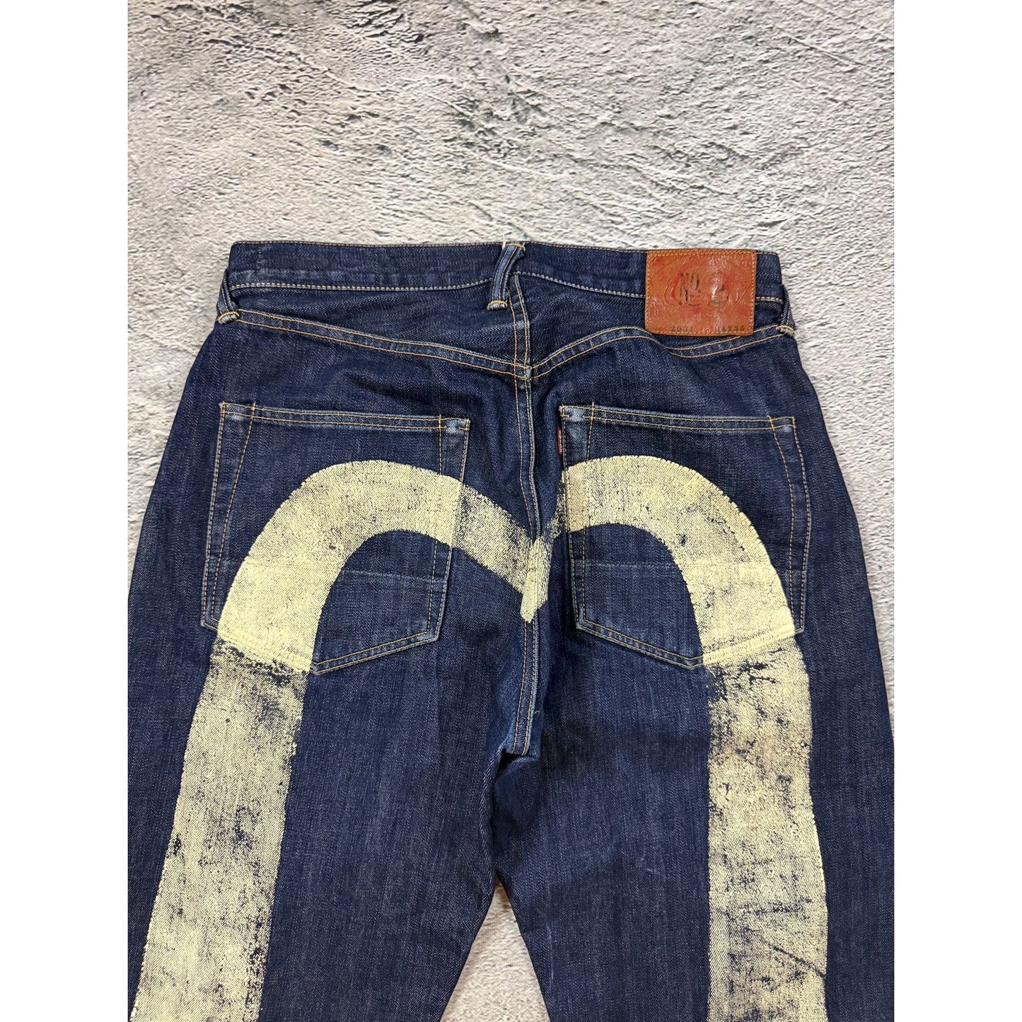 Evisu jeans white daicock big logo blue selvedge denim