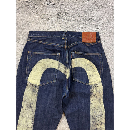 Evisu jeans white daicock big logo blue selvedge denim