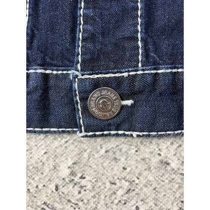 True Religion Raw denim jacket navy Blue white fat stithing