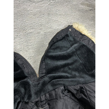 Vintage bomber jacket with fur hooded full zip