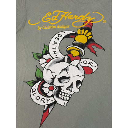 Ed Hardy Christian Audigier vintage grey T-shirt big logo