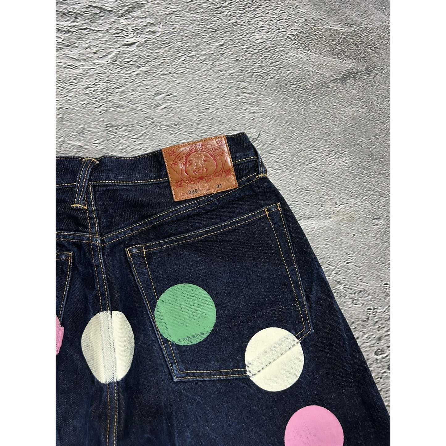 Evisu jeans daicock big logo smile face selvedge denim
