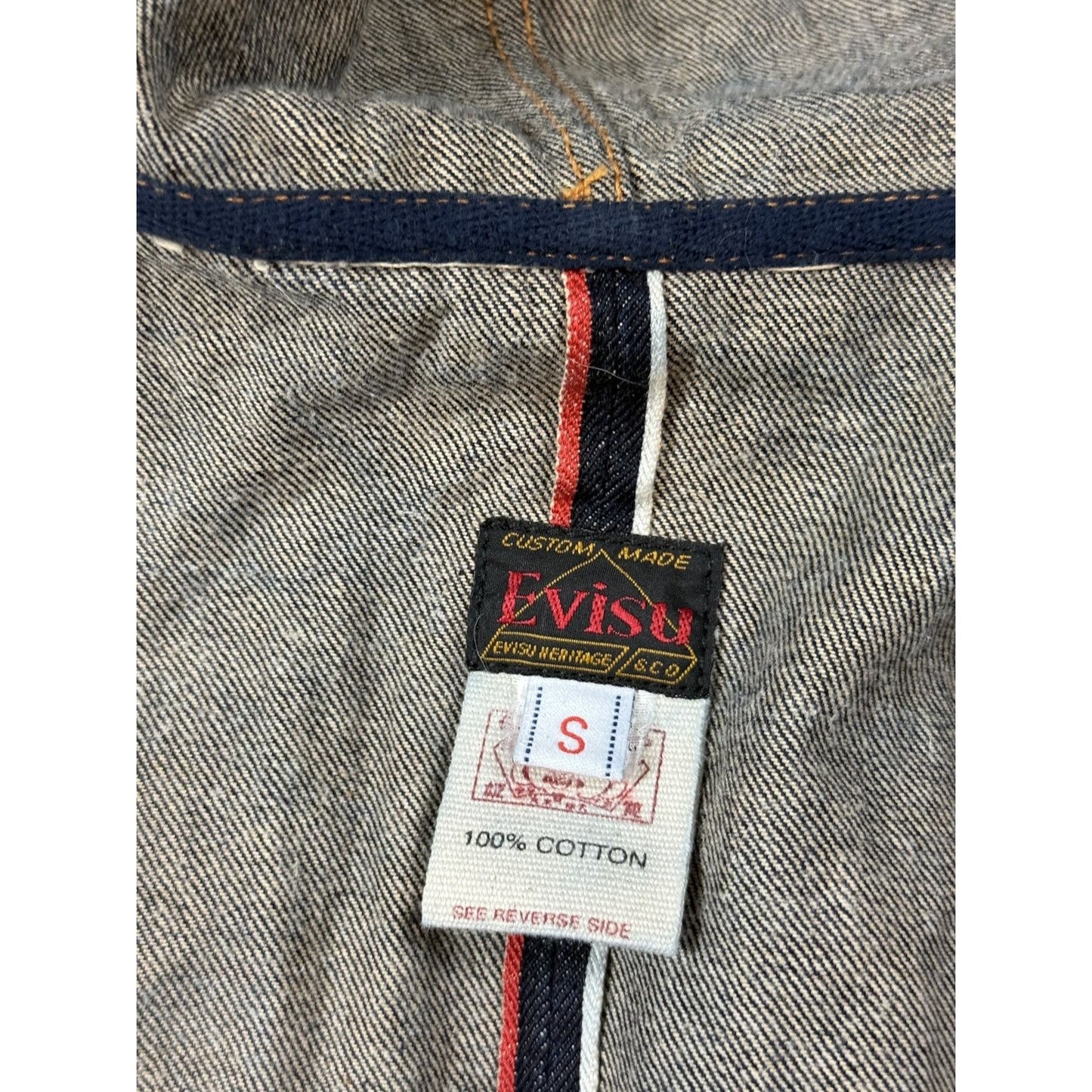 Evisu Raw denim Vest vintage embroidery seagull selvedge