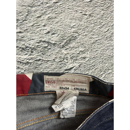 Evisu jeans vintage embroidery seagull logo selvedge red