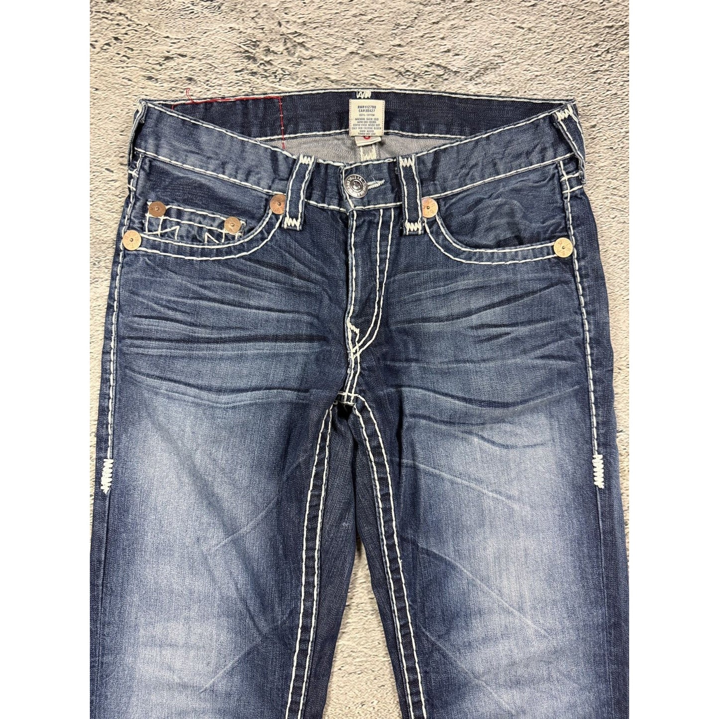 True Religion blue jeans white thick stitching Y2K Bobby