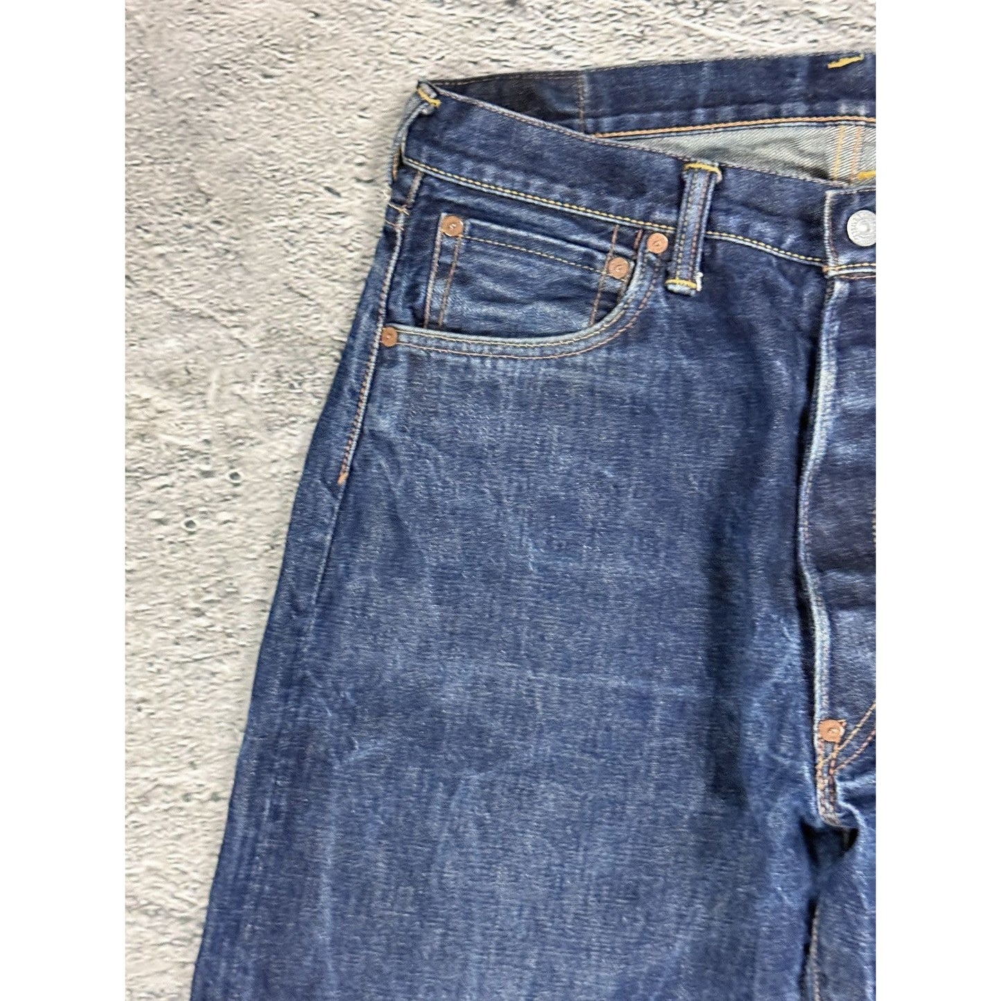 Evisu jeans white daicock big logo blue selvedge denim