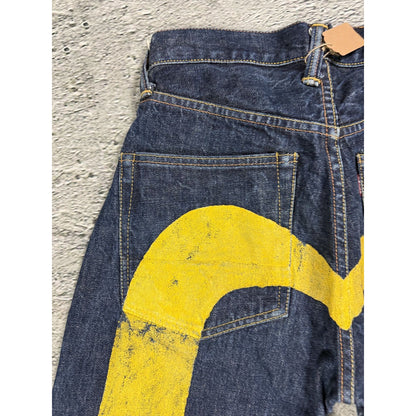 Evisu jeans daicock big logo yellow selvedge denim Japan